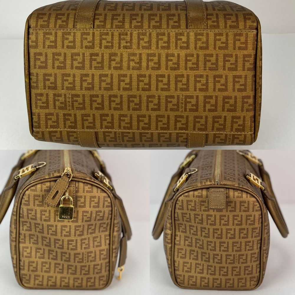 Fendi Boston Gold Coated Canvas Hand Bag - image 6