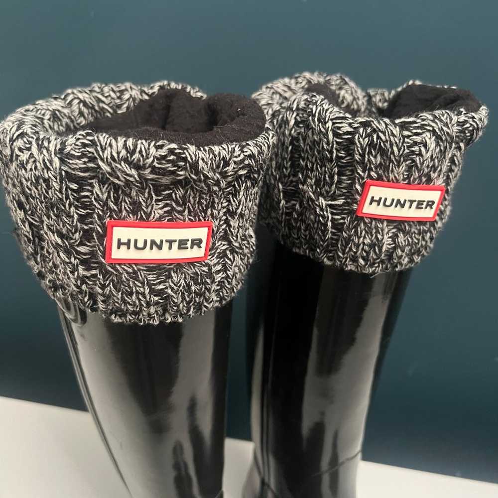 HUNTER Tall High Gloss Black Rain Boots Adjustabl… - image 2