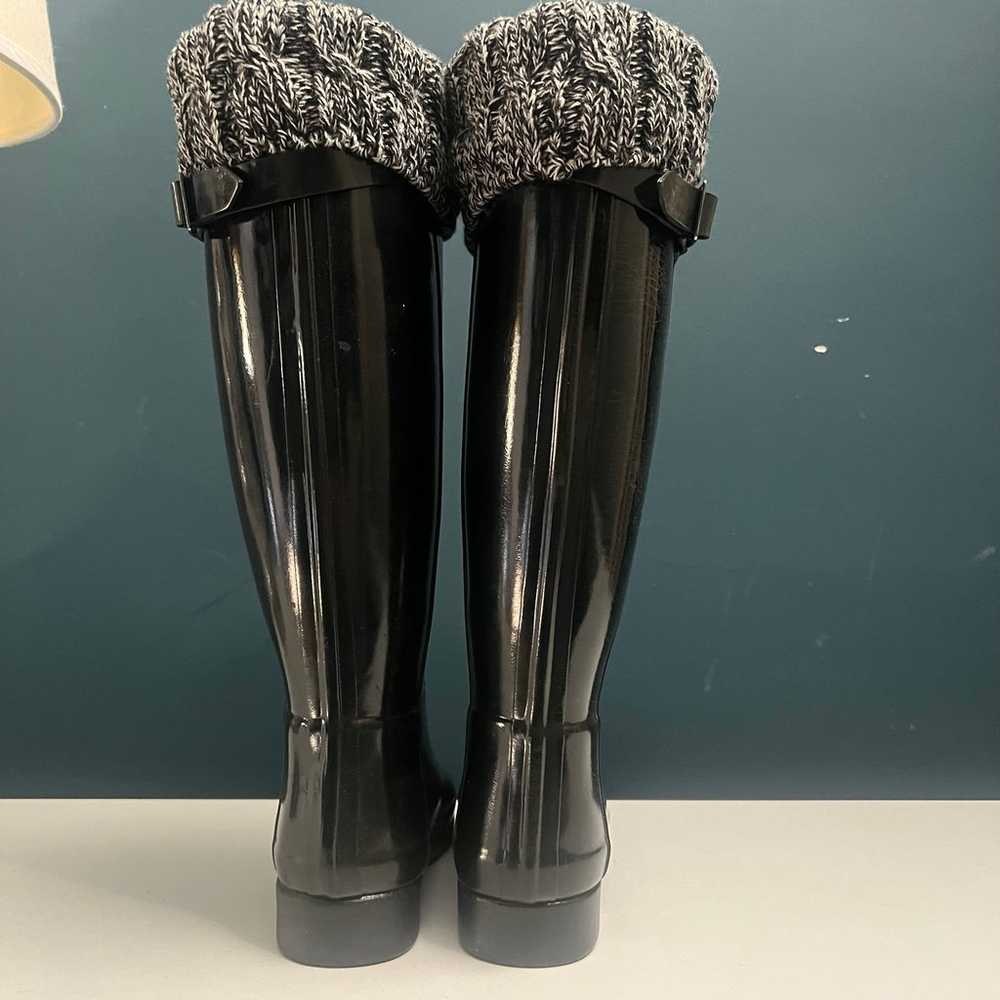 HUNTER Tall High Gloss Black Rain Boots Adjustabl… - image 4