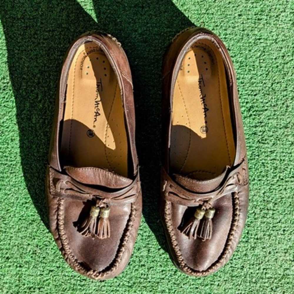 Vintage Thom McAn Womens Brown Leather Loafer Tas… - image 2