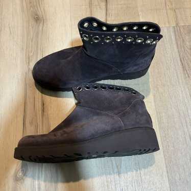 UGG Pure RILEY Brown Suede Ankle Boots Metal Grom… - image 1