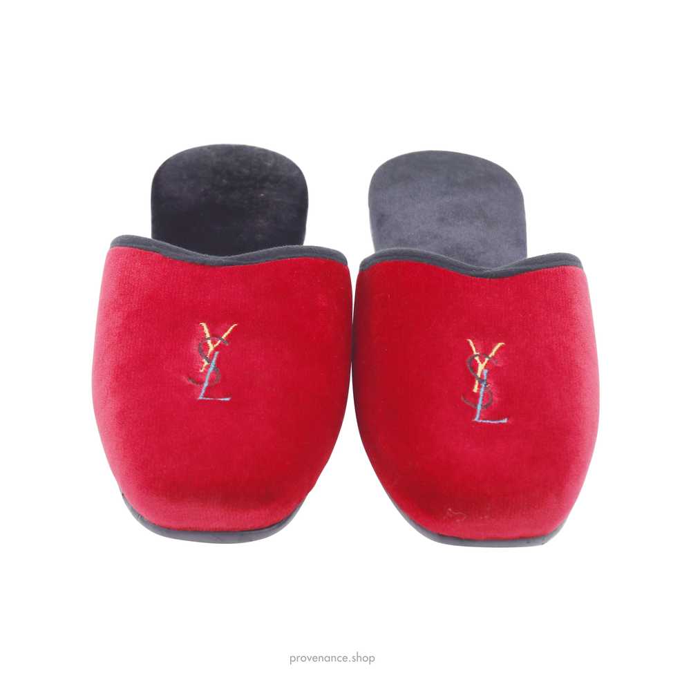 Yves Saint Laurent YSL Velvet Logo Slipper - Red - image 2