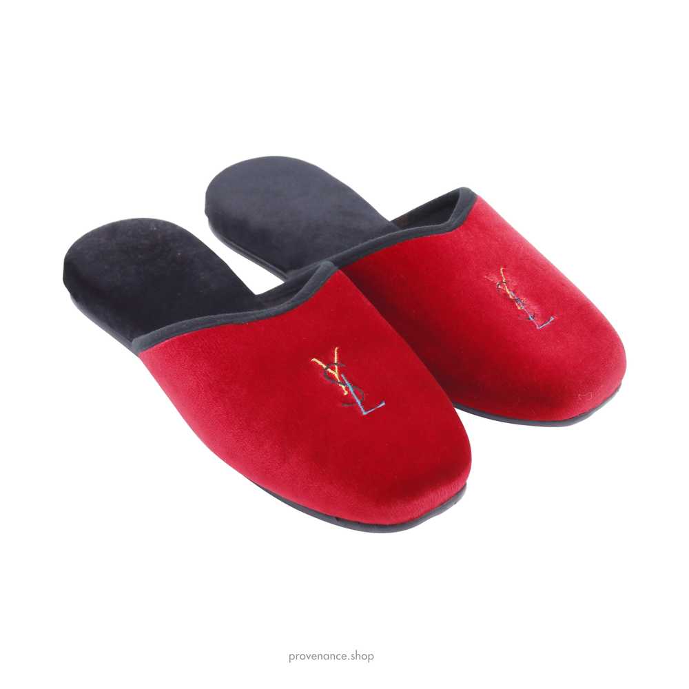 Yves Saint Laurent YSL Velvet Logo Slipper - Red - image 3