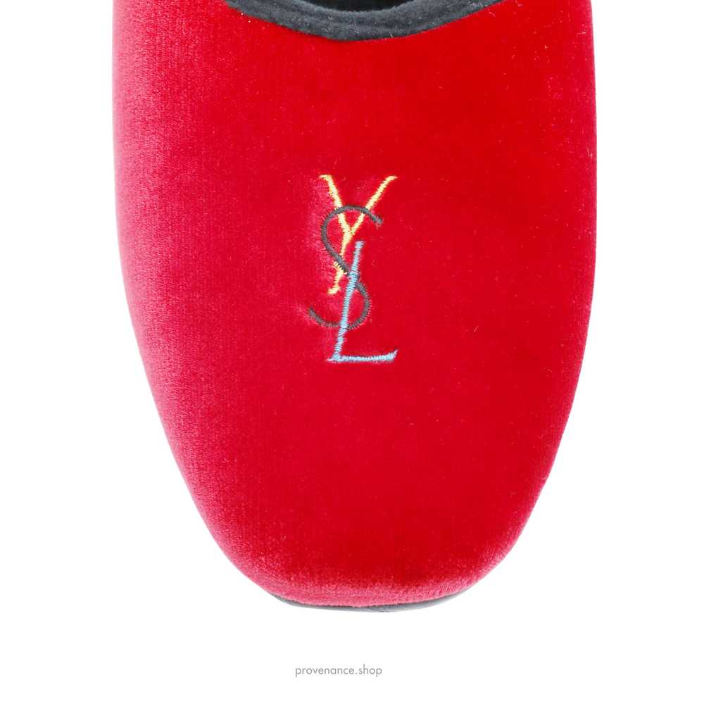 Yves Saint Laurent YSL Velvet Logo Slipper - Red - image 6