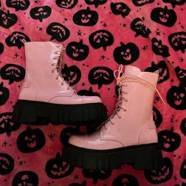 Pink combat boots