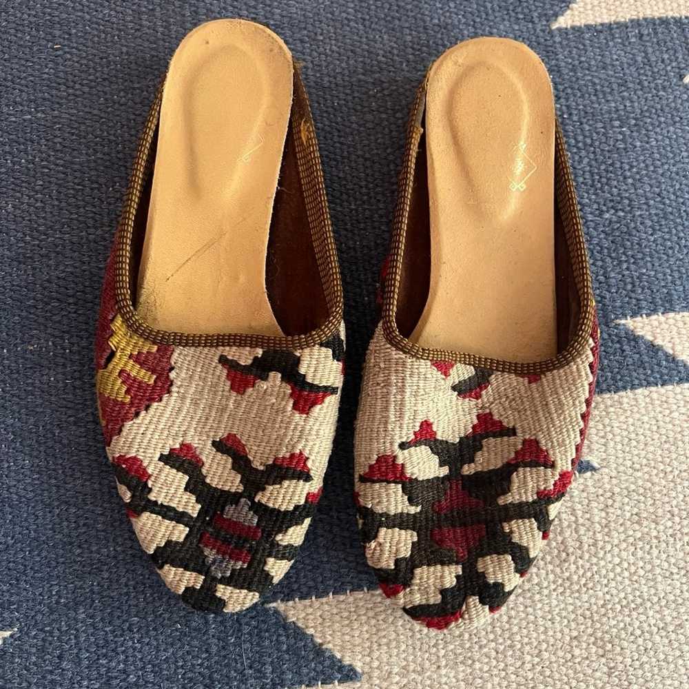 Vintage Turkish kilim mules - image 1