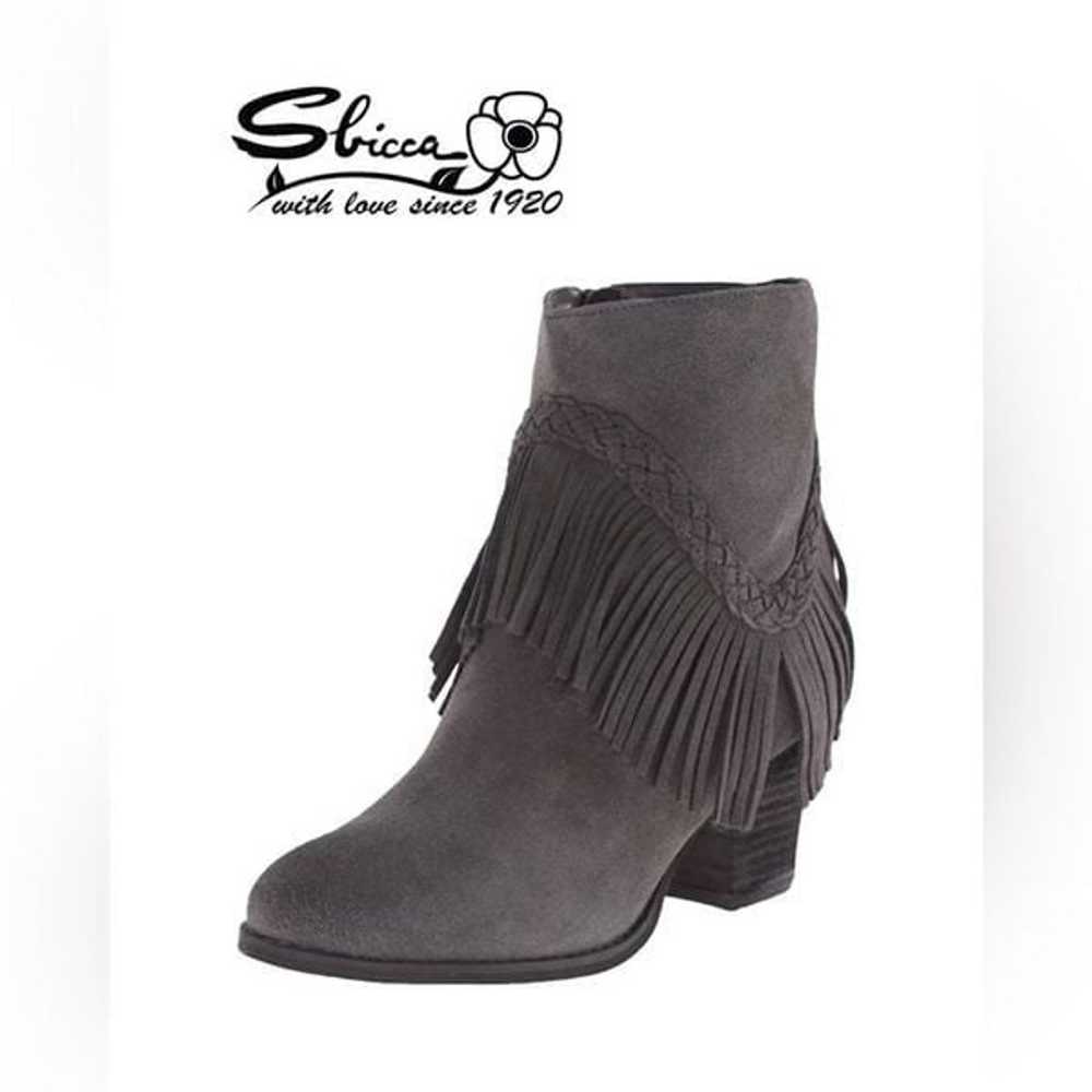 Sbicca Patience Grey Suede Leather Fringe Booties - image 1