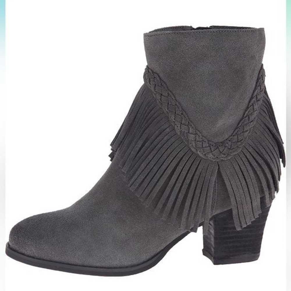 Sbicca Patience Grey Suede Leather Fringe Booties - image 2