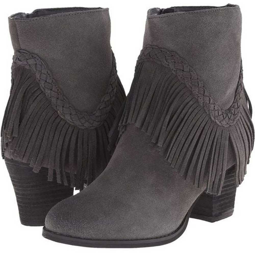 Sbicca Patience Grey Suede Leather Fringe Booties - image 4