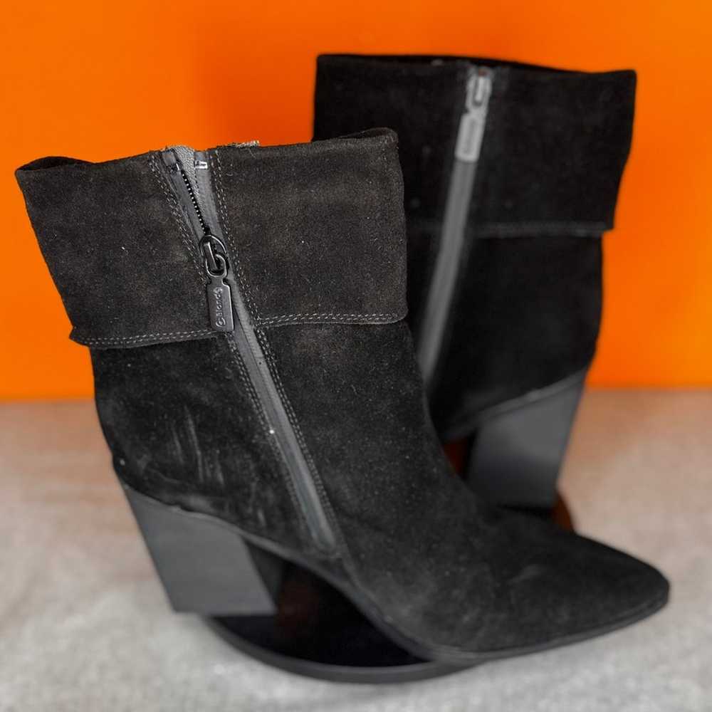 Blondo Sidnee Black Suede Rolled Zip Heel Bootie … - image 1