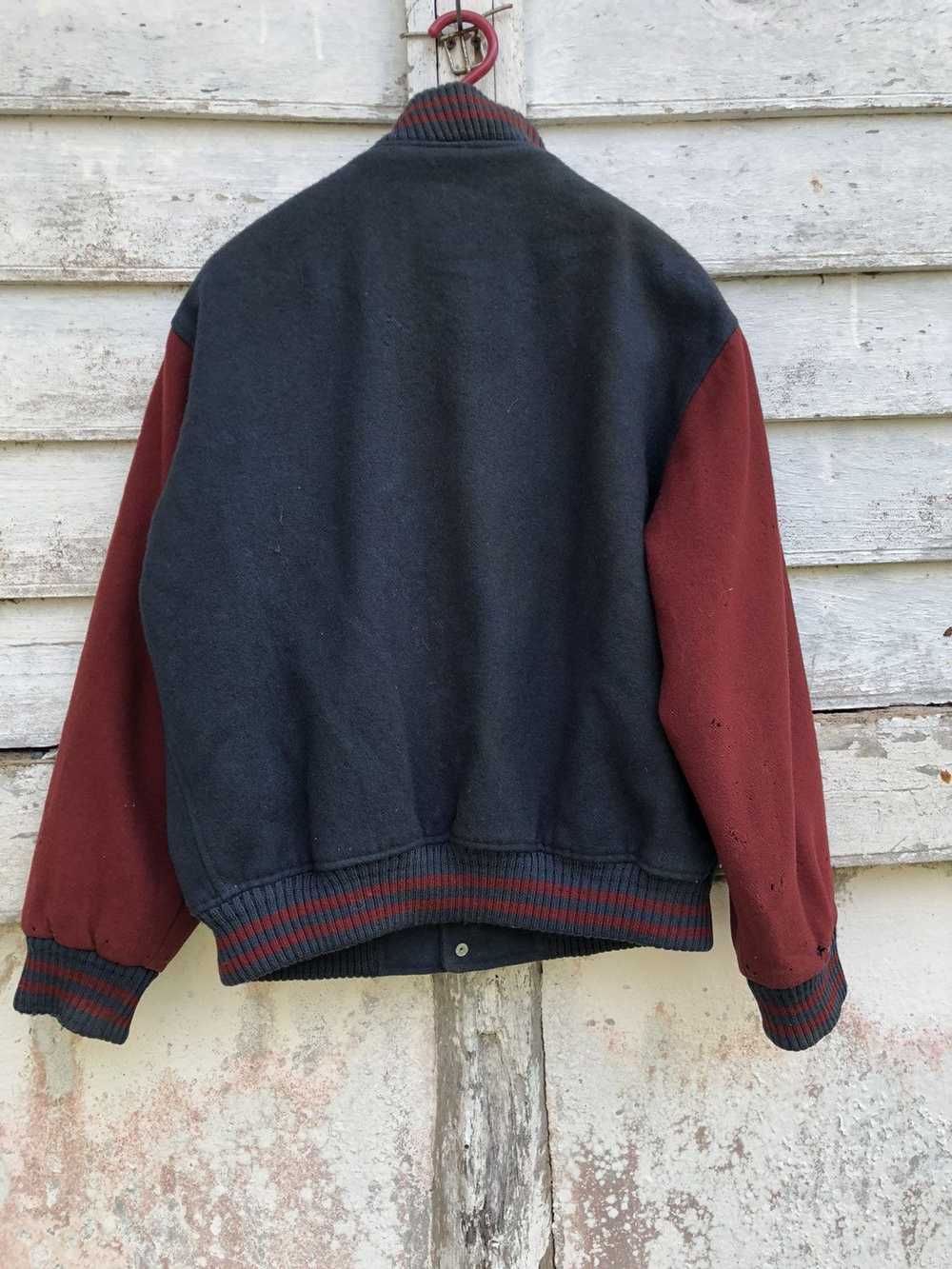 Vintage 90s Hang Ten Distressed Old Wool Varsity … - image 3