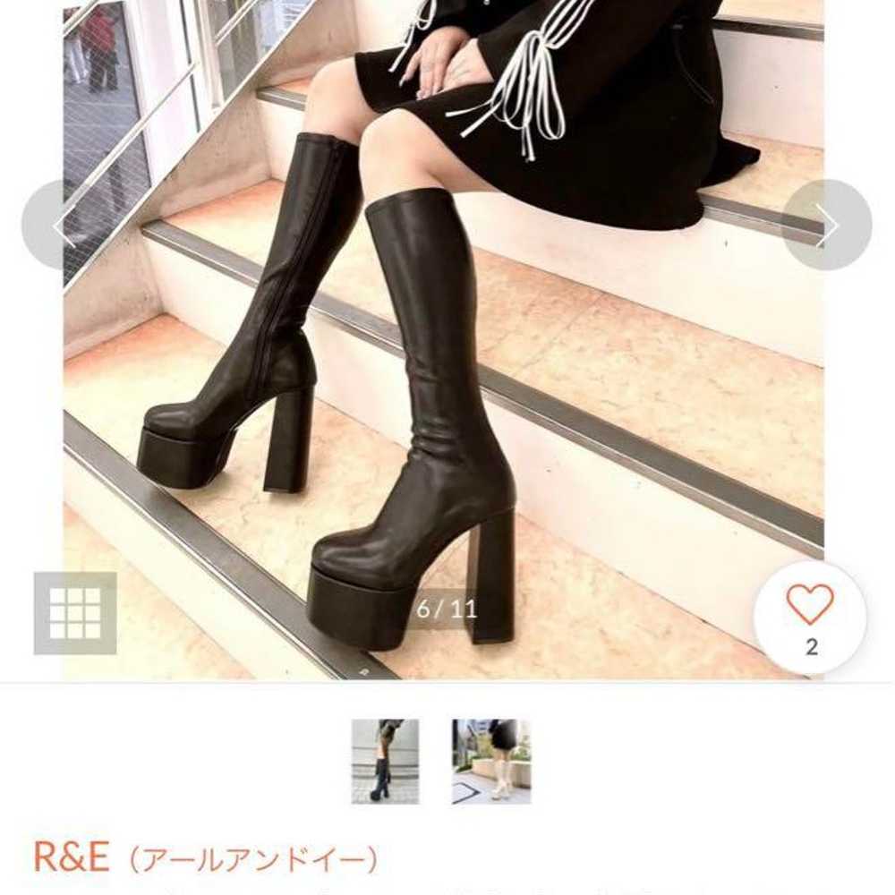 【R&E】Platform Chunky Heel NEO Stretch Long Boots - image 2