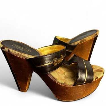 Coach - Women's Vintage Jonah Heels Leather & Wood