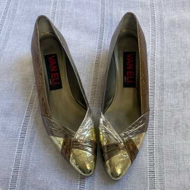 Vaneli vintage metallic kitten heels. - image 1