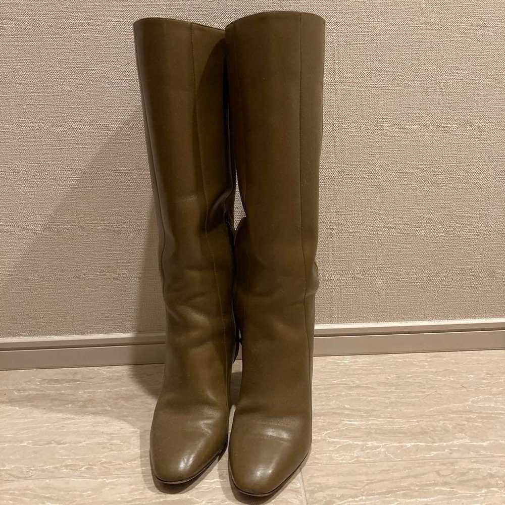 Olive Green Long Boots Suede Leather - image 1