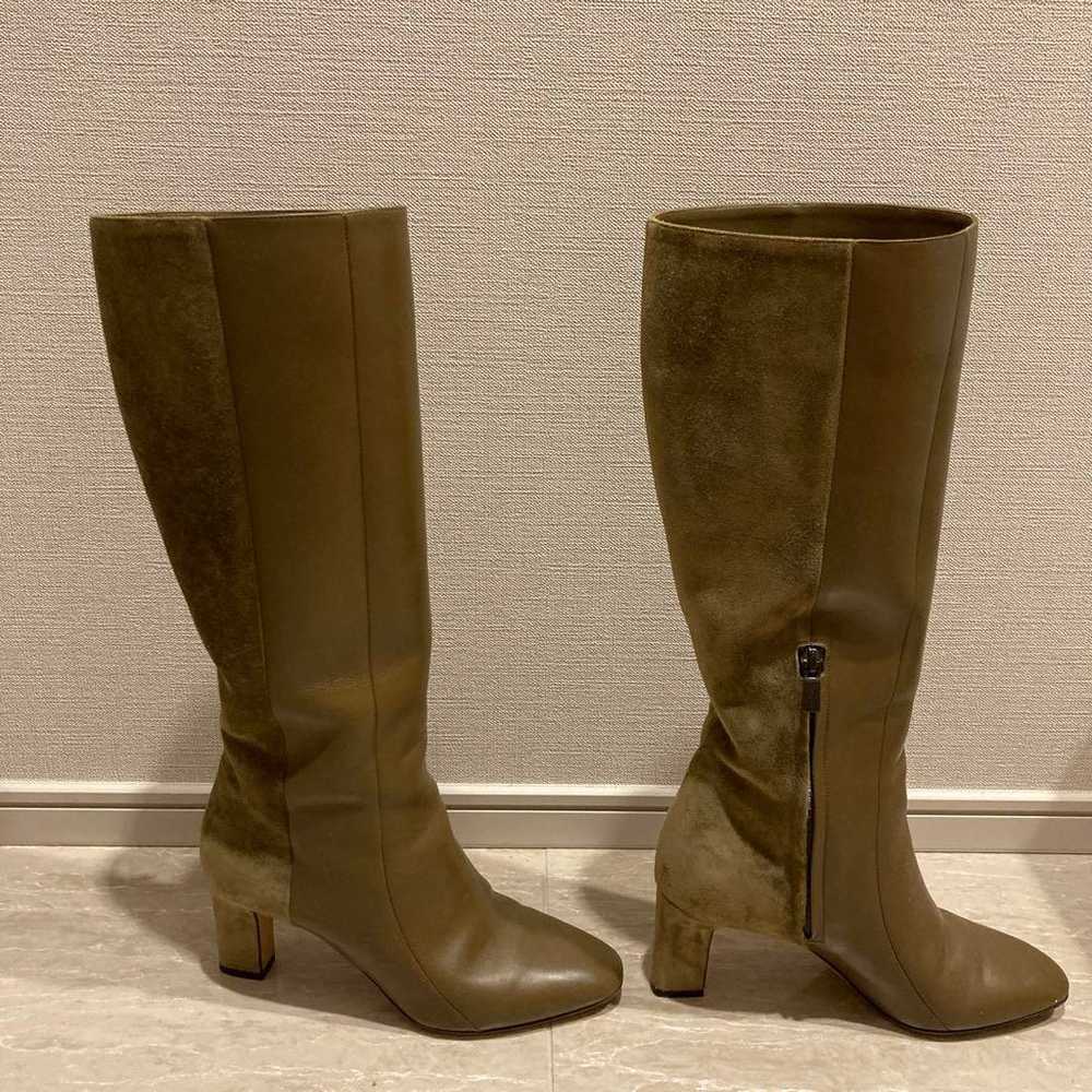 Olive Green Long Boots Suede Leather - image 2