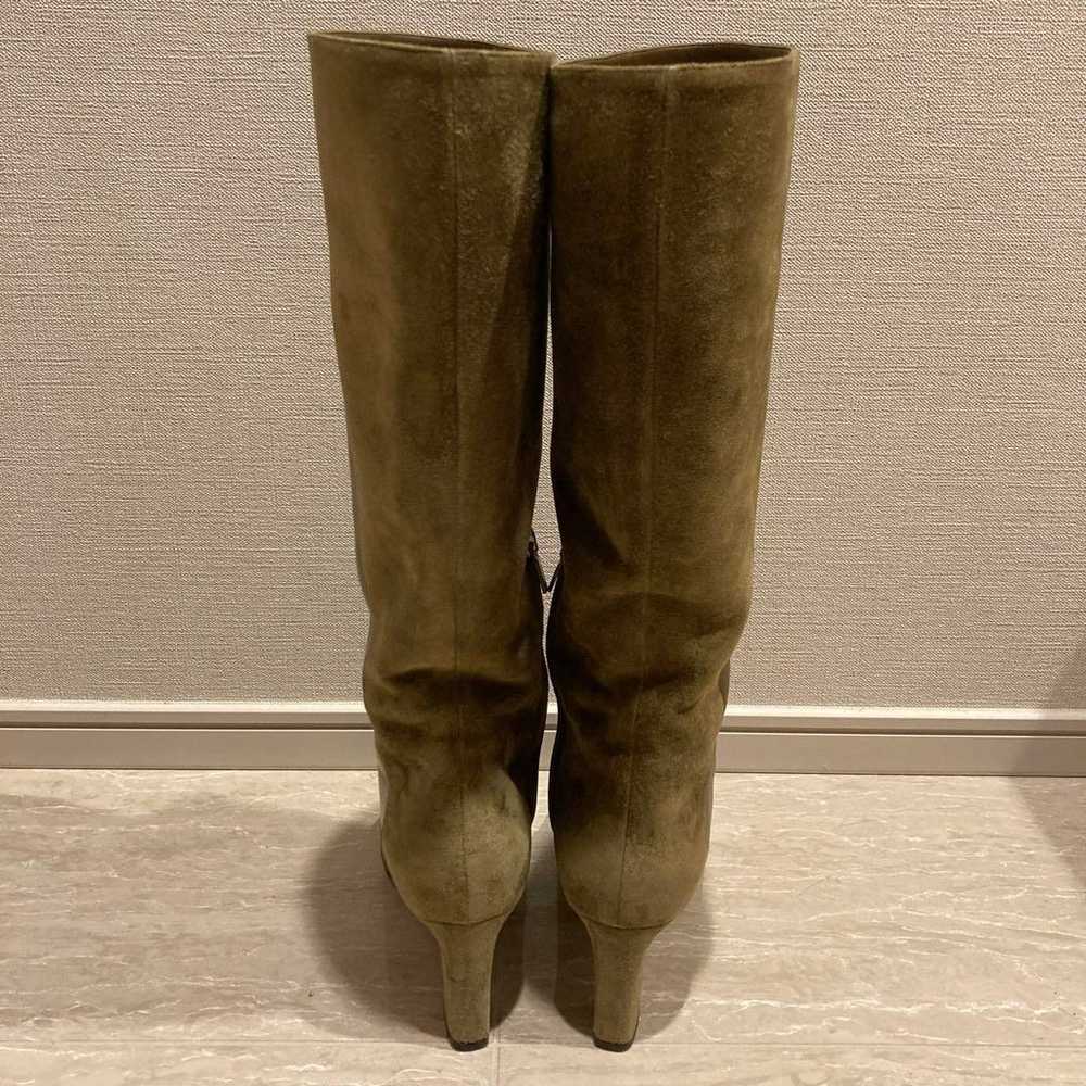 Olive Green Long Boots Suede Leather - image 3