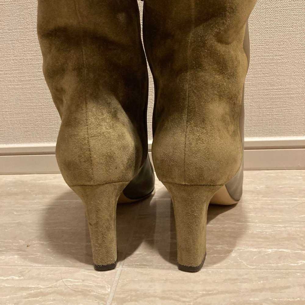 Olive Green Long Boots Suede Leather - image 4