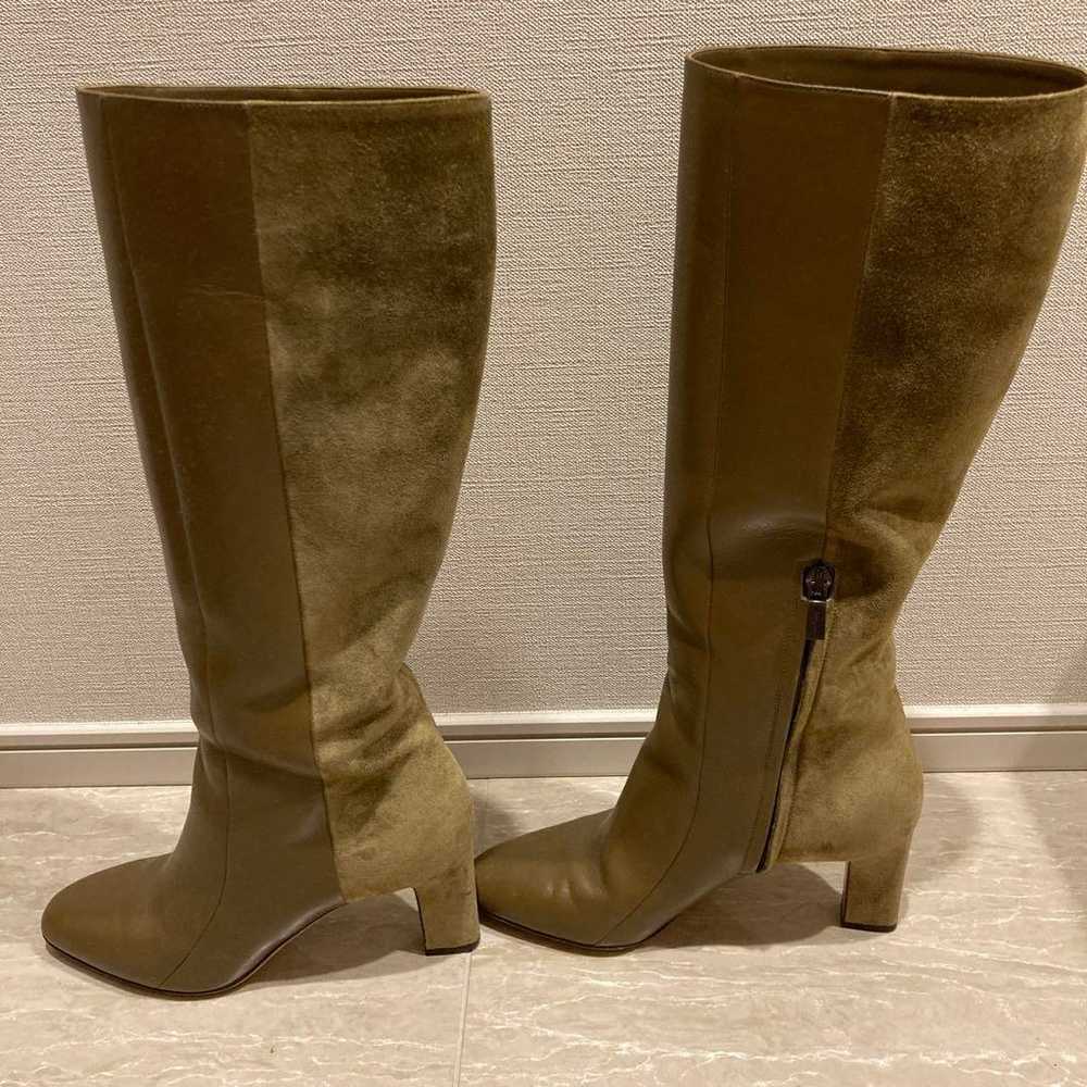 Olive Green Long Boots Suede Leather - image 5