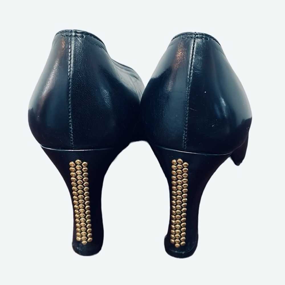 Stuart Weitzman Navy Blue Gold Studded Leather He… - image 2