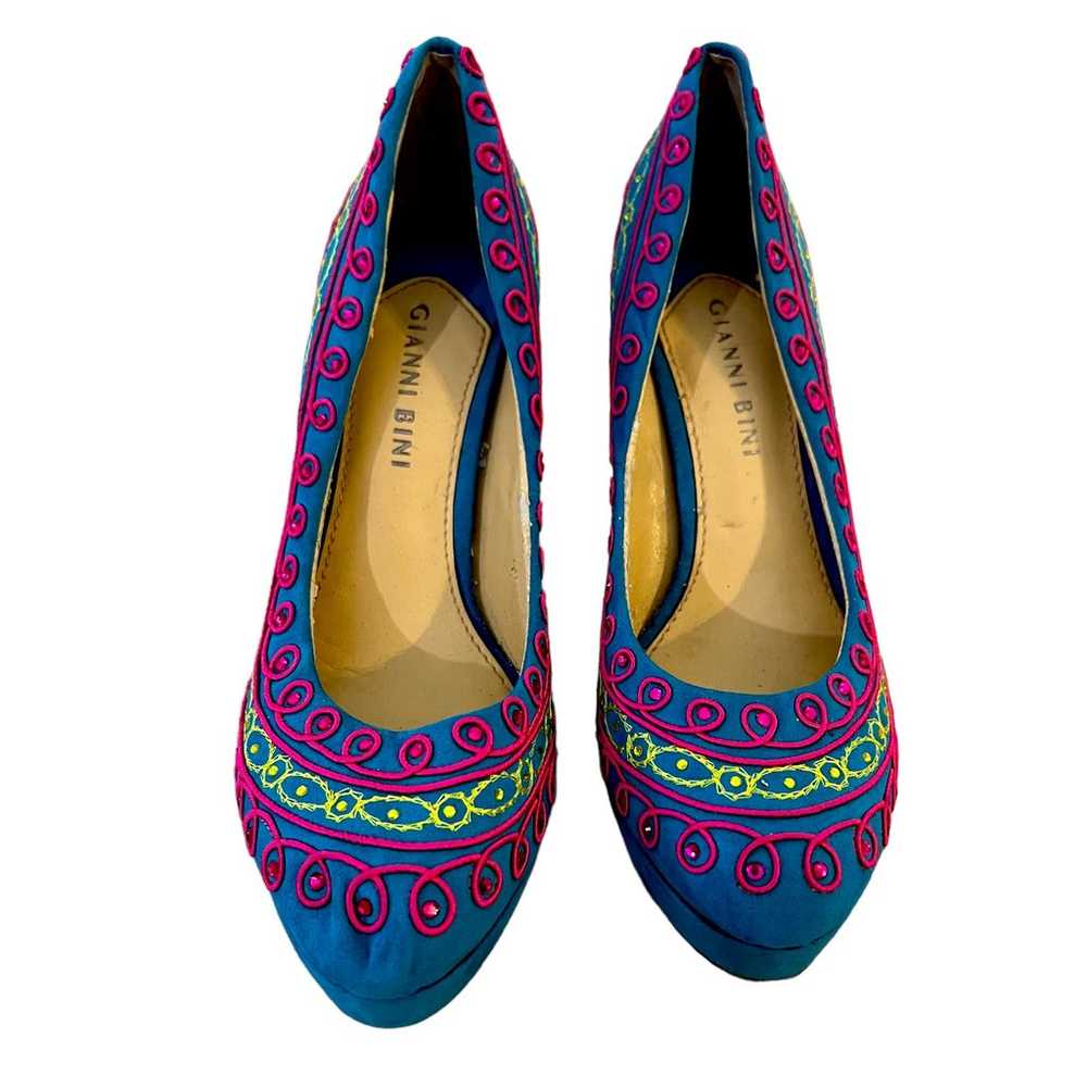 Gianni Bini Turquoise Multi Color Embroidered Emb… - image 2