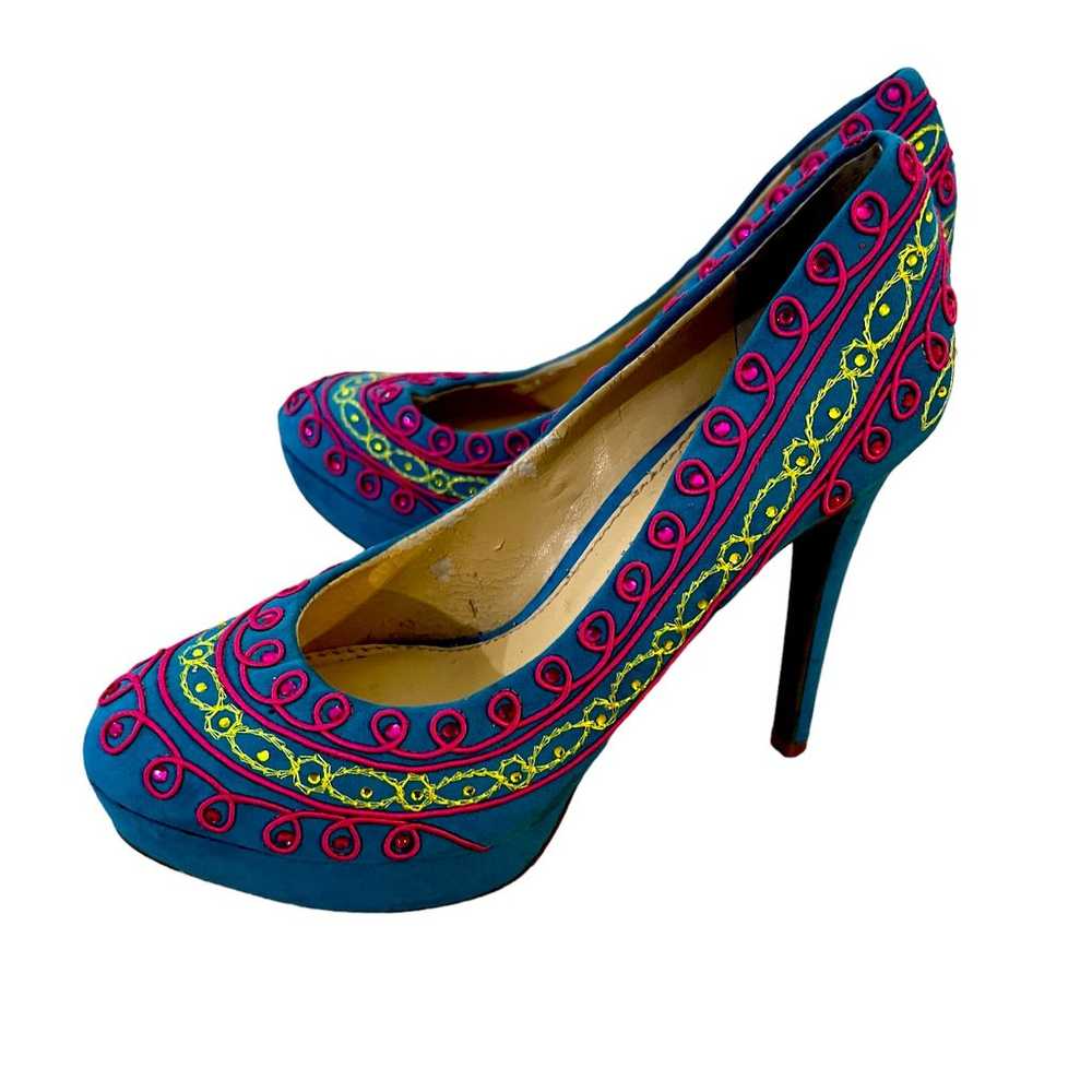 Gianni Bini Turquoise Multi Color Embroidered Emb… - image 3