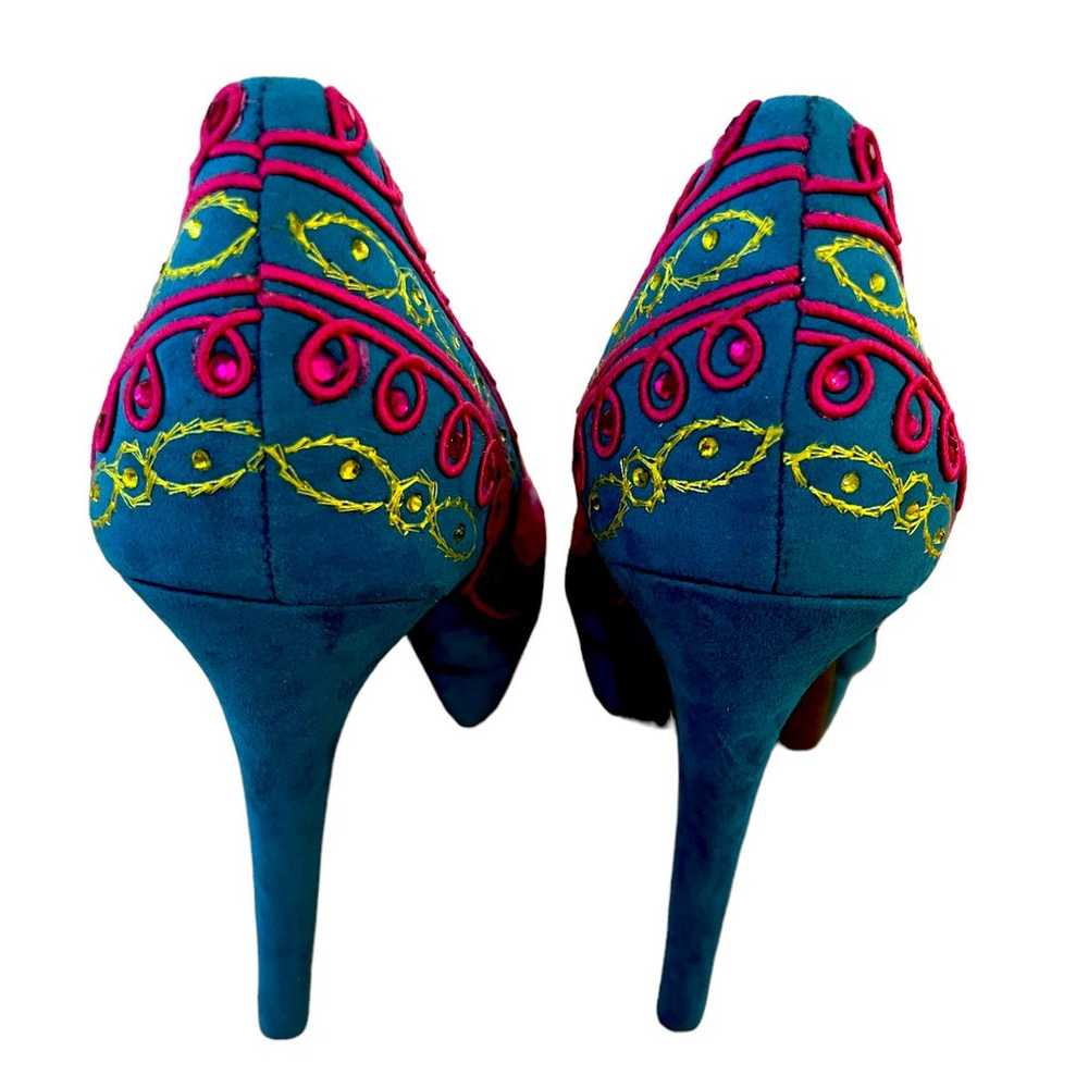 Gianni Bini Turquoise Multi Color Embroidered Emb… - image 4