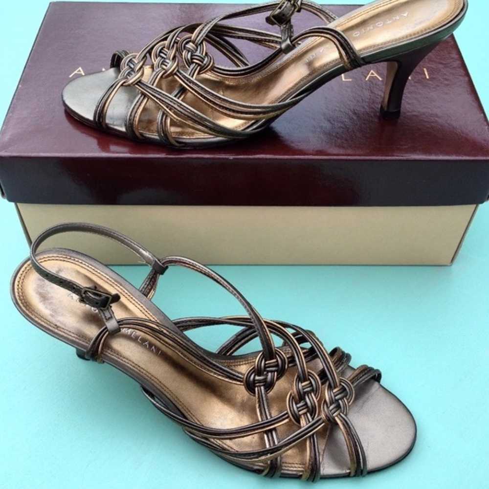 ANTONIO MELANI bronze gold grey woven heels 8M - image 4