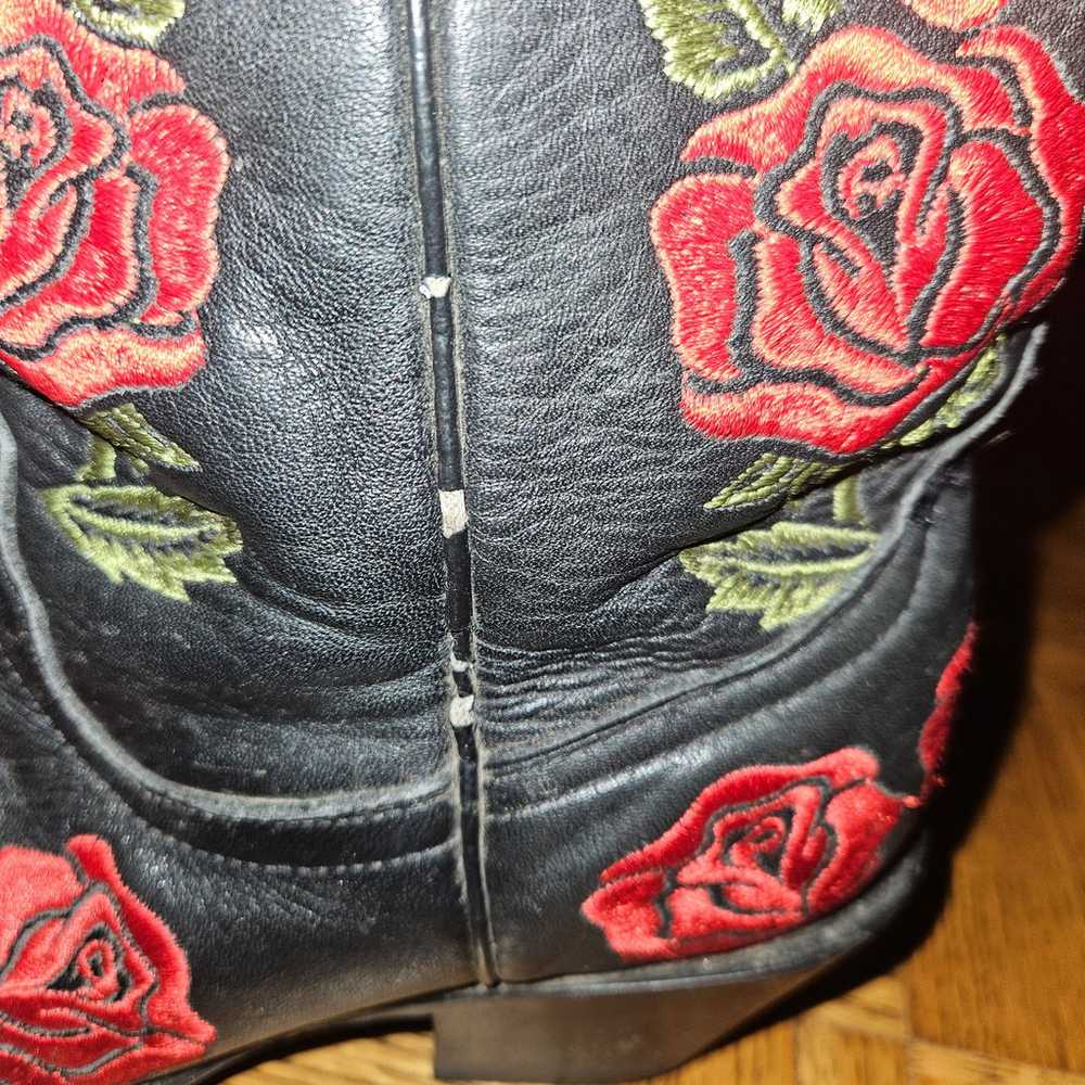 Corral Women's Boots Black with Red Rose Embroide… - image 5