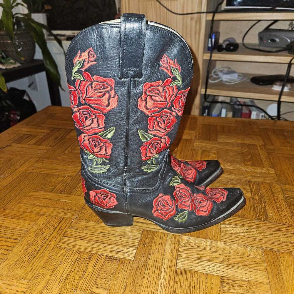 Corral Women's Boots Black with Red Rose Embroide… - image 8