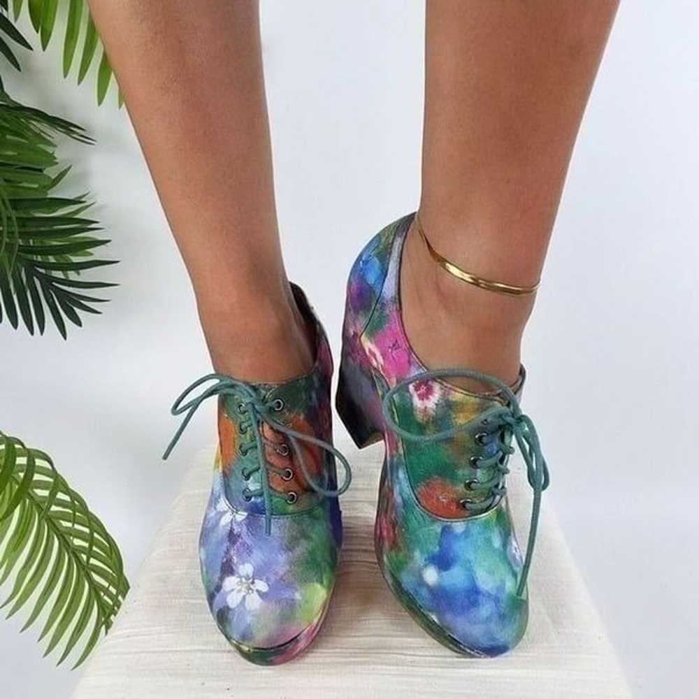 Vintage Y2K Artsy Floral Cottagecore Lace Up Boho… - image 1