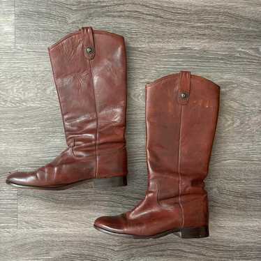 Frye Melissa cognac brown leather boots