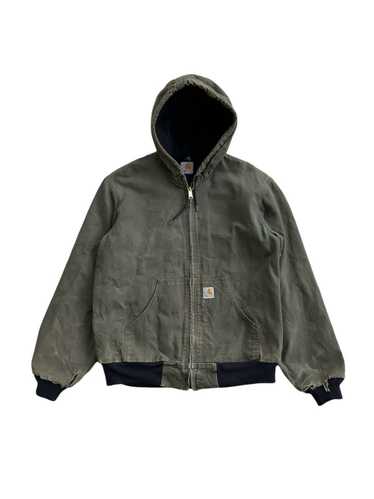 Crazy Vintage Carhartt Hoodie Jacket Faded Green … - image 1