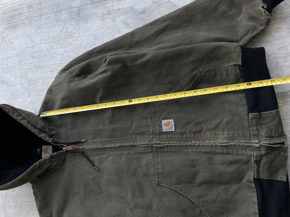 Crazy Vintage Carhartt Hoodie Jacket Faded Green … - image 9