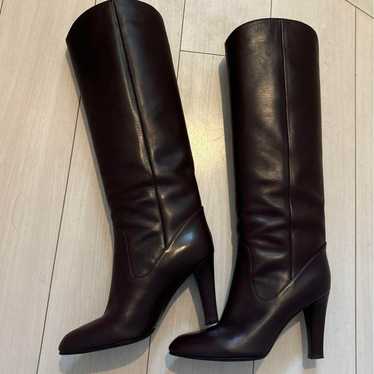 Sergio Rossi Dark Brown Long Boots with 10cm Heels - image 1