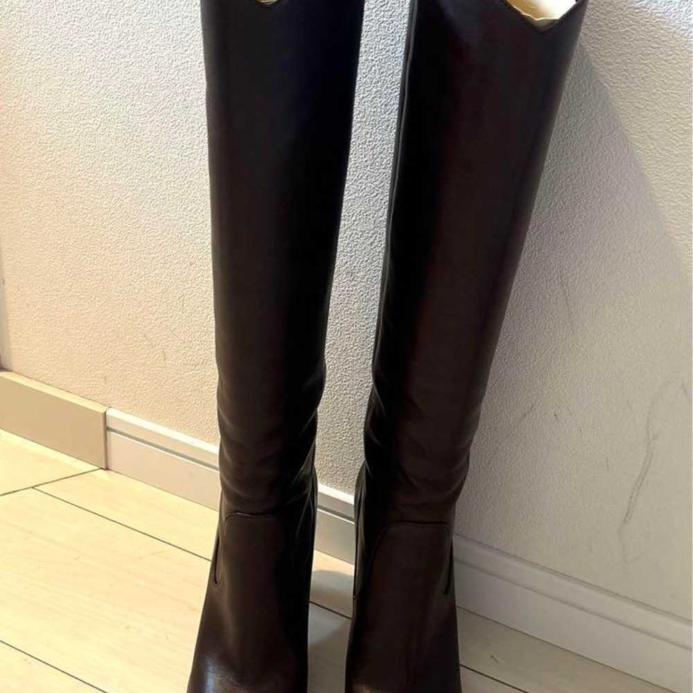 Sergio Rossi Dark Brown Long Boots with 10cm Heels - image 2