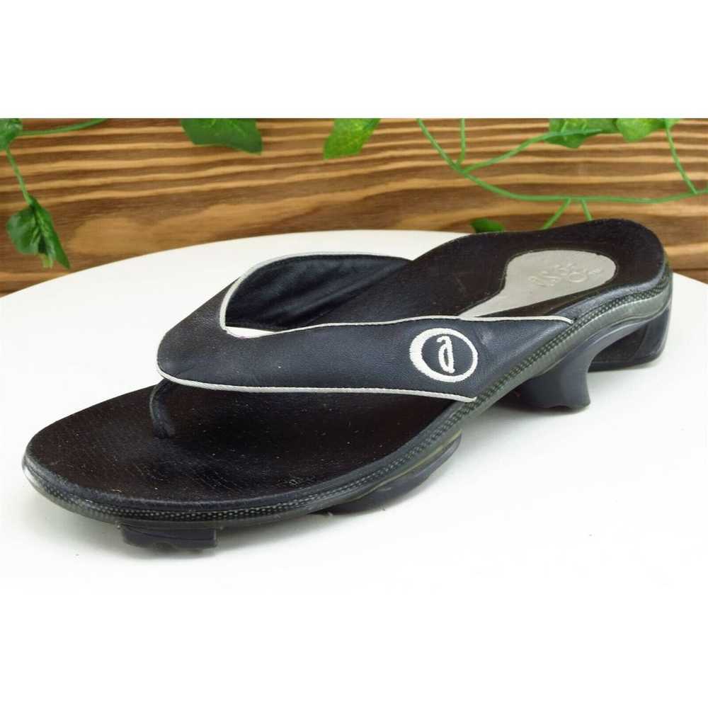 ASGi Sz 6.5 M Black Flip Flop Leather Women Sanda… - image 1