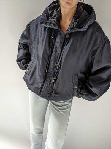 Incredible Vintage Hooded Silk Bomber Jacket