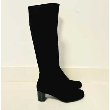 Stuart Weitzman Boots Womens 8 Black Suede Stretc… - image 1