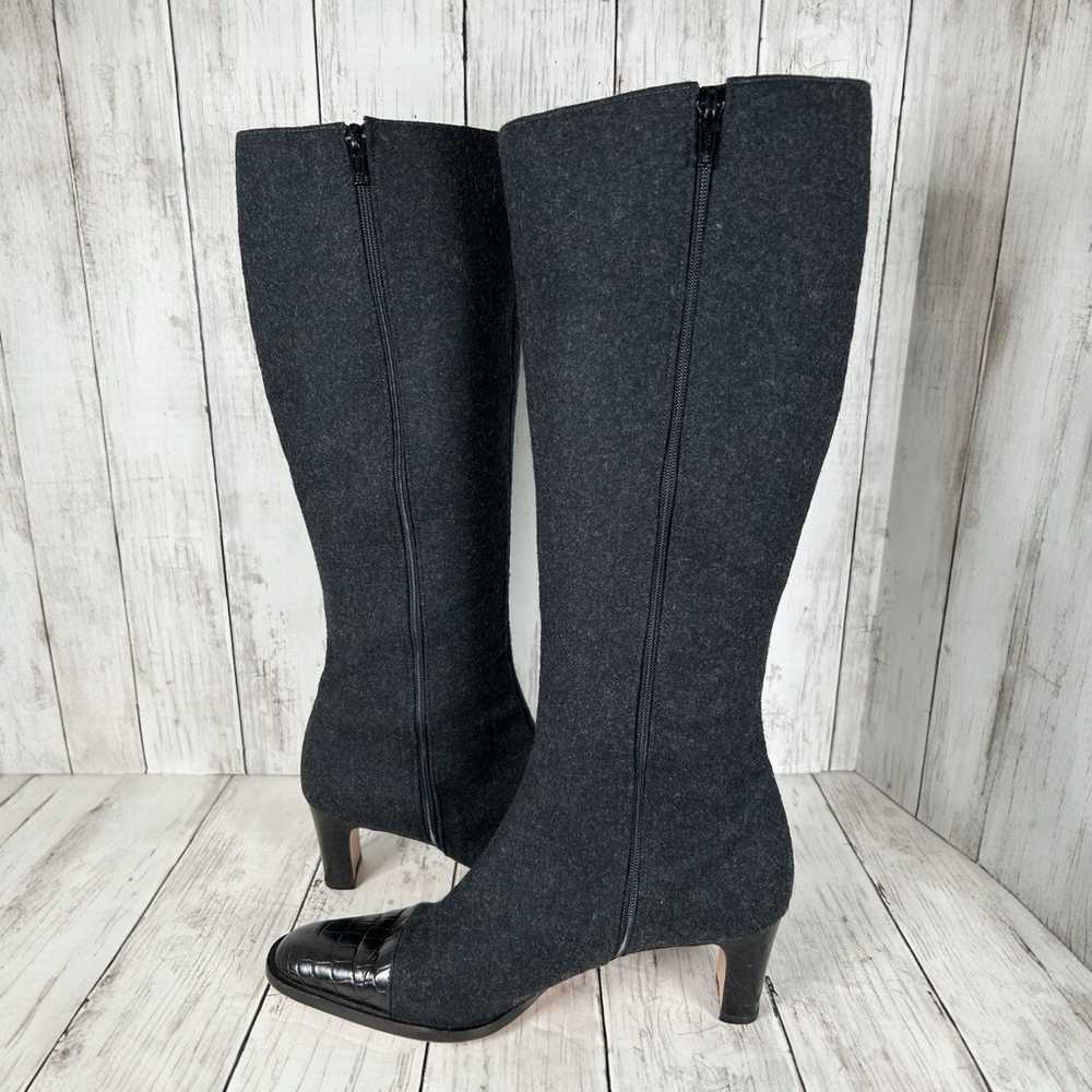 Escada Wool Leather Tall Zip Italian Boot Black 9… - image 3