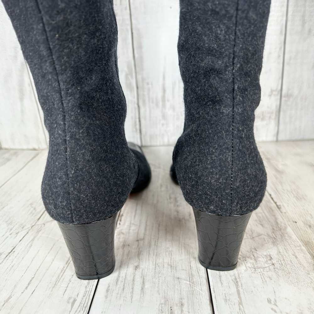 Escada Wool Leather Tall Zip Italian Boot Black 9… - image 7