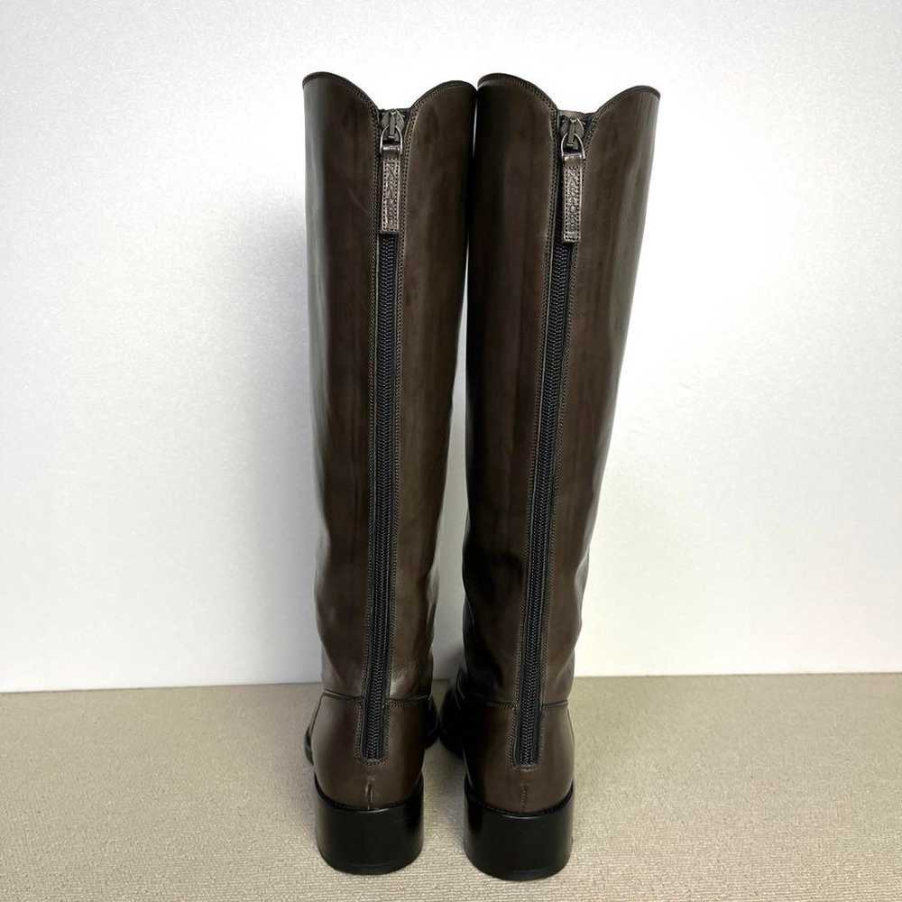 36.5 SARTORE Back Zip Long Boots Dark Brown 23.5 - image 1