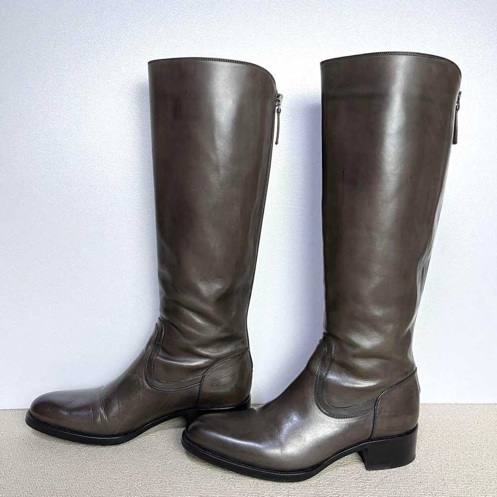 36.5 SARTORE Back Zip Long Boots Dark Brown 23.5 - image 3