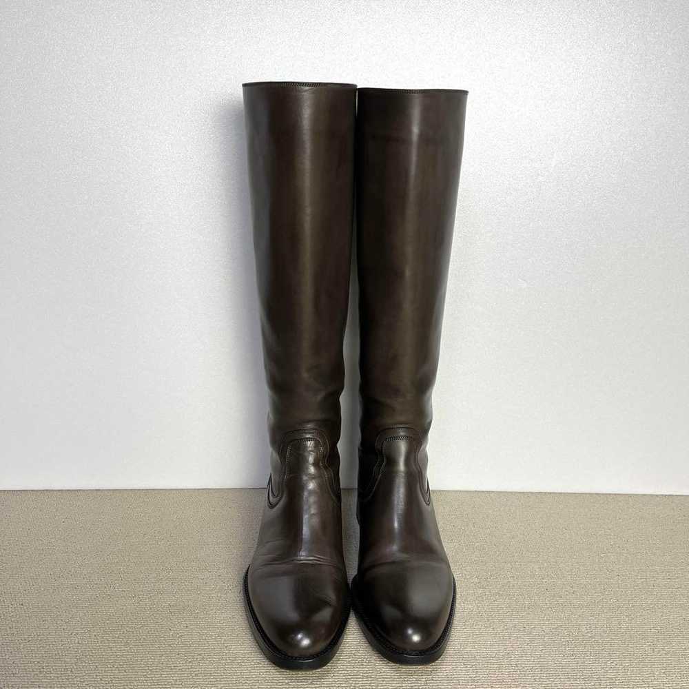 36.5 SARTORE Back Zip Long Boots Dark Brown 23.5 - image 4