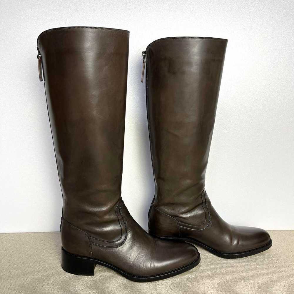 36.5 SARTORE Back Zip Long Boots Dark Brown 23.5 - image 5