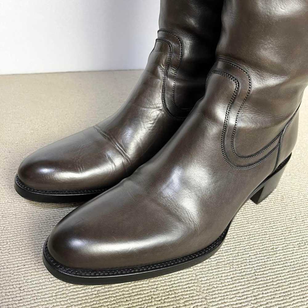 36.5 SARTORE Back Zip Long Boots Dark Brown 23.5 - image 7