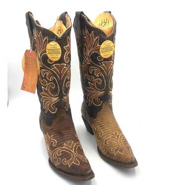 Corral Womens Lizard Inlay & Embroidered Boots Br… - image 1