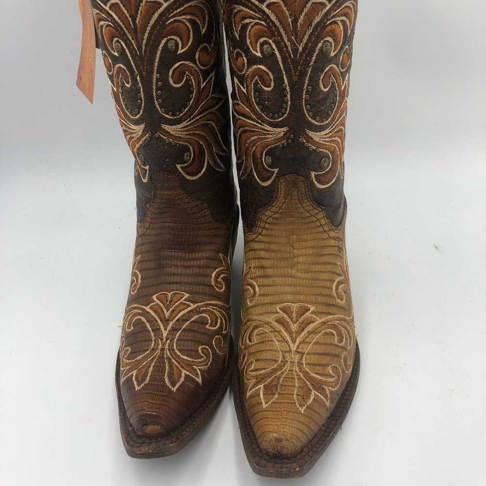 Corral Womens Lizard Inlay & Embroidered Boots Br… - image 3