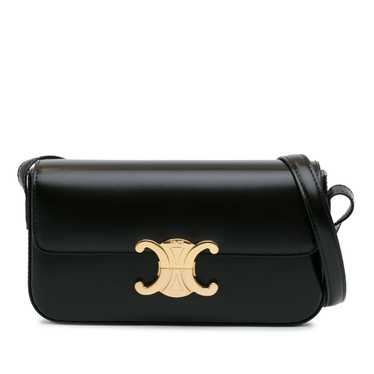 Black Celine Shiny Calfskin Claude Shoulder Bag