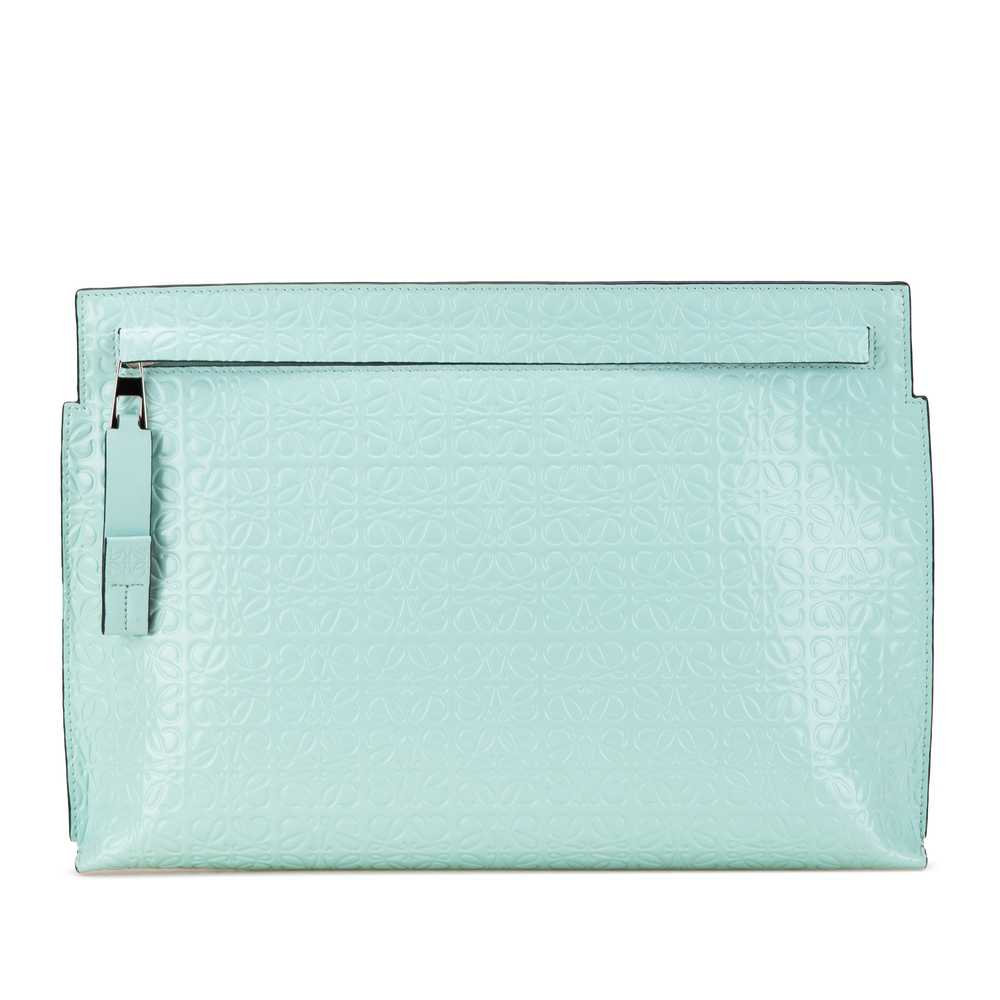 Blue LOEWE Embossed Anagram Repeat T Clutch - image 1